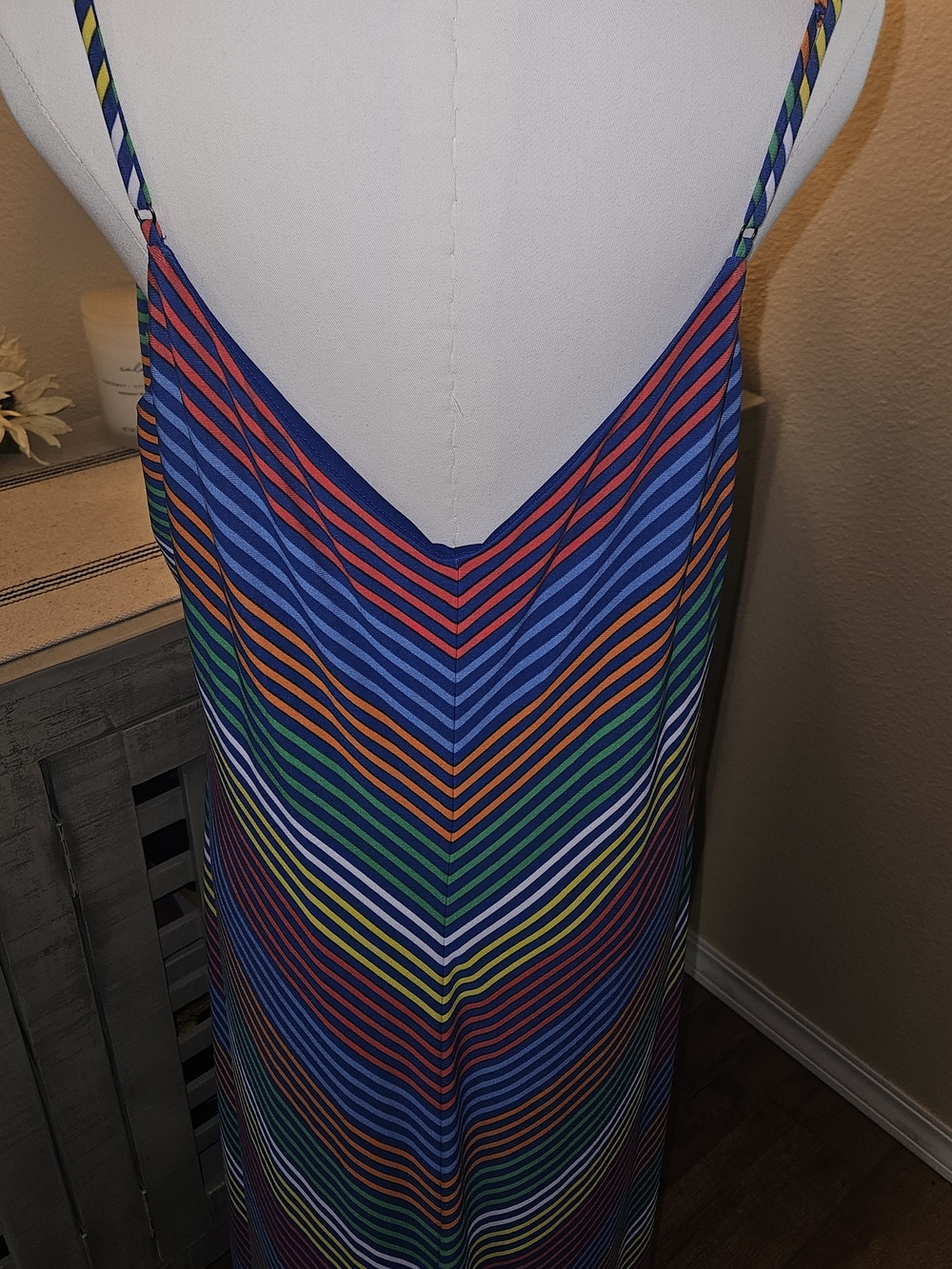 Lauren Ralph Lauren Multicolor Chevron Stripe Maxi Dress Costal Black Label - Picture 3 of 7